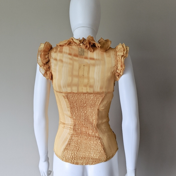 NWT Yellow Ruffle Shoulder Top - Picture 2 of 7